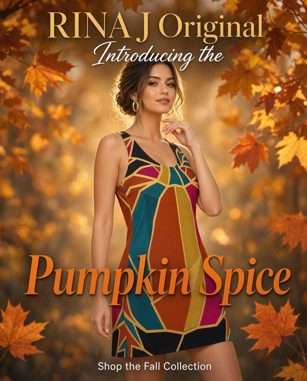 RINA J. Original | Autumn Pumpkin Stained Glass Racerback Dress