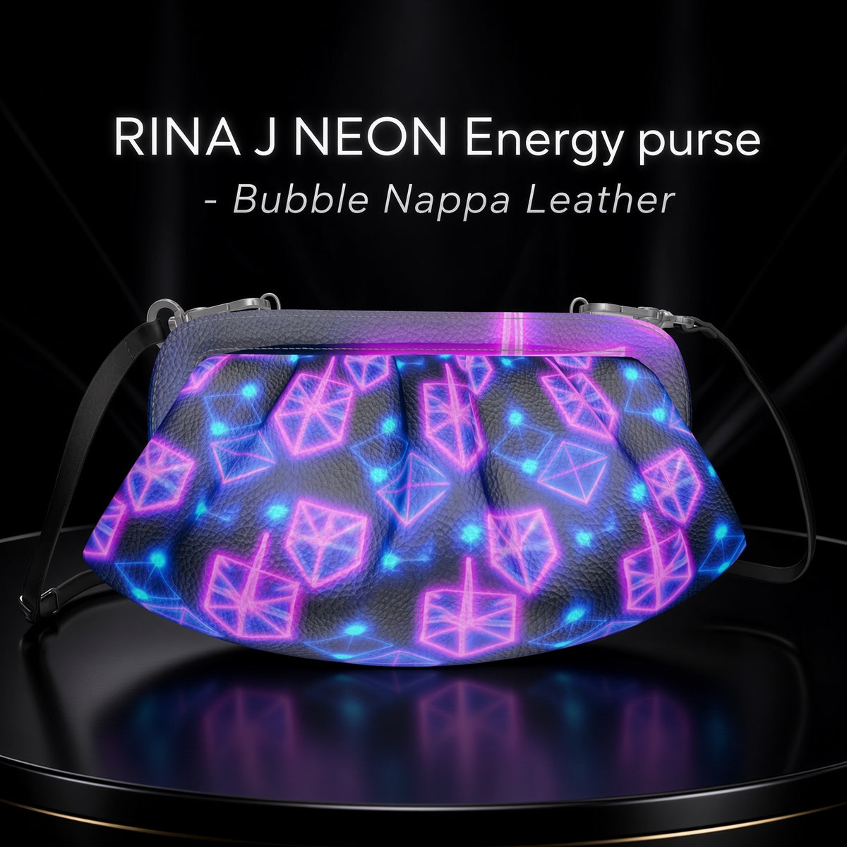 RINA J Elevate "Neon Energy" | Bubble Nappa Leather Purse - Pleated Soft Frame Bag