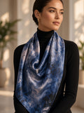 RINA J. Streetwear Elevate Blue Abstract Silk Satin Scarf
