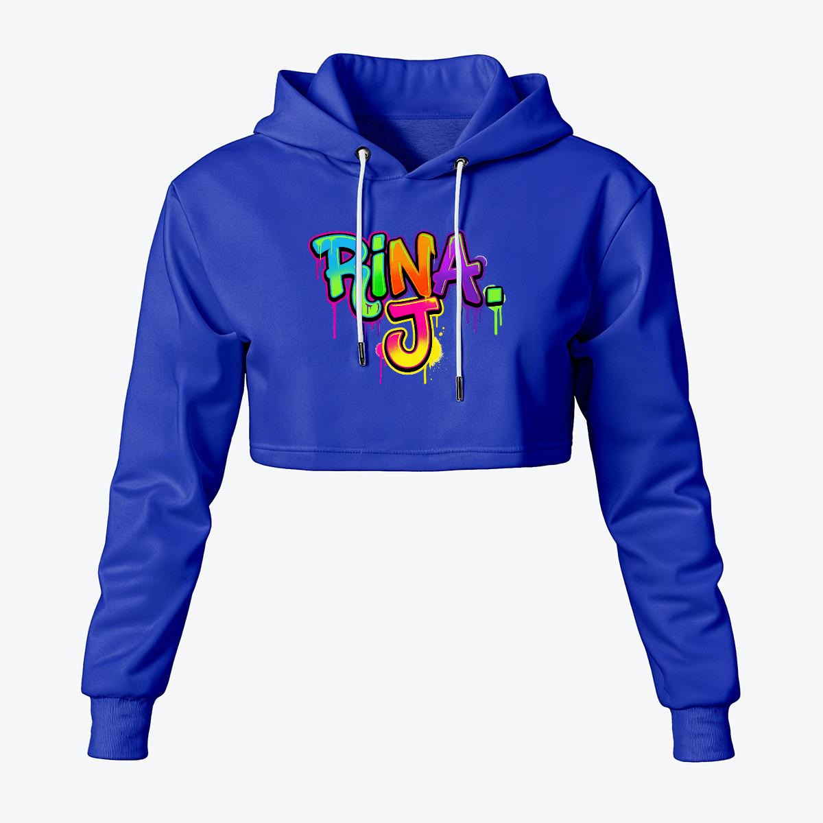 RINA J. Streetwear Signature Original "Wearable Art" Women's Cropped Hoodie | DTF Print