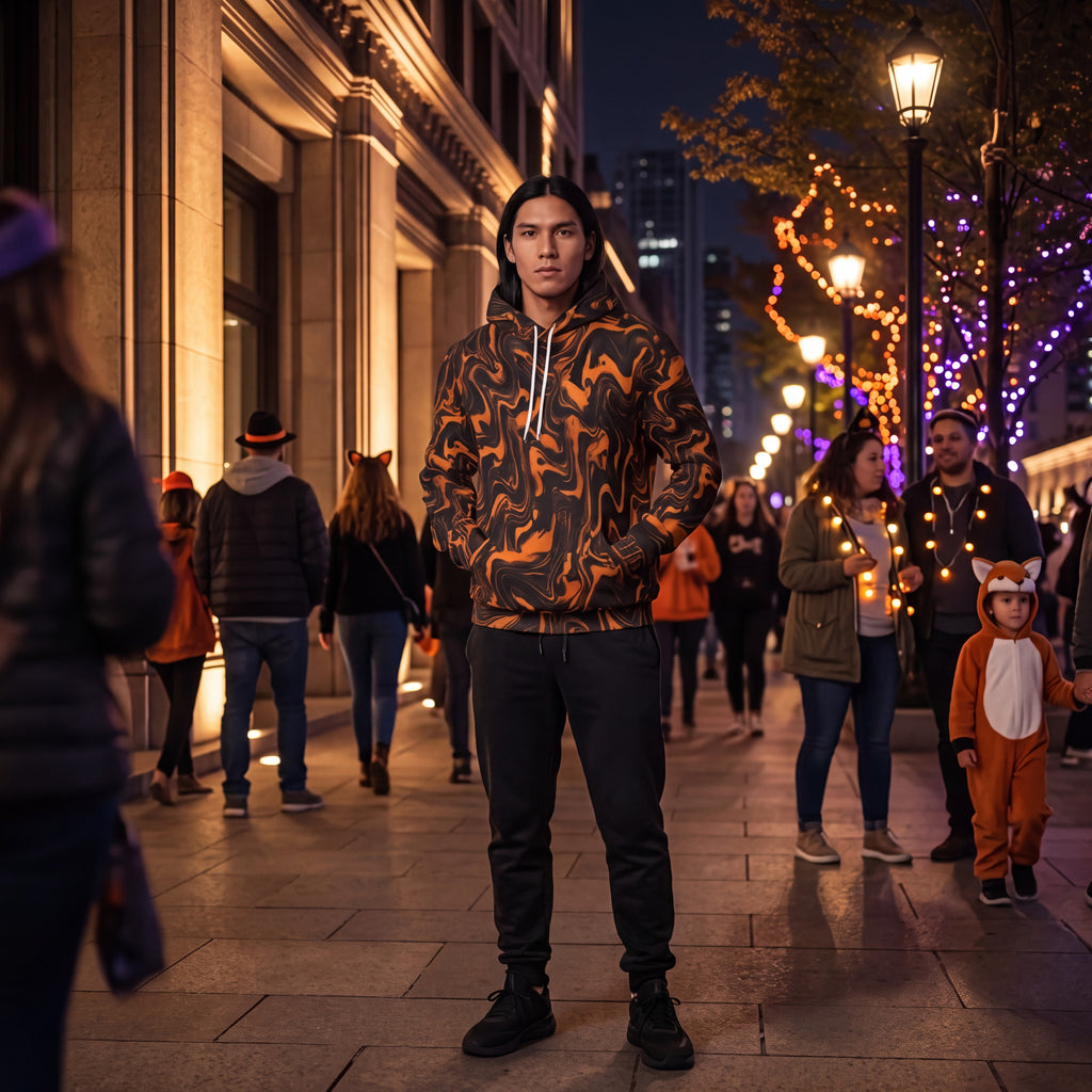 RINA J. Streetwear Original | Molten Ember Swirl Hoodie