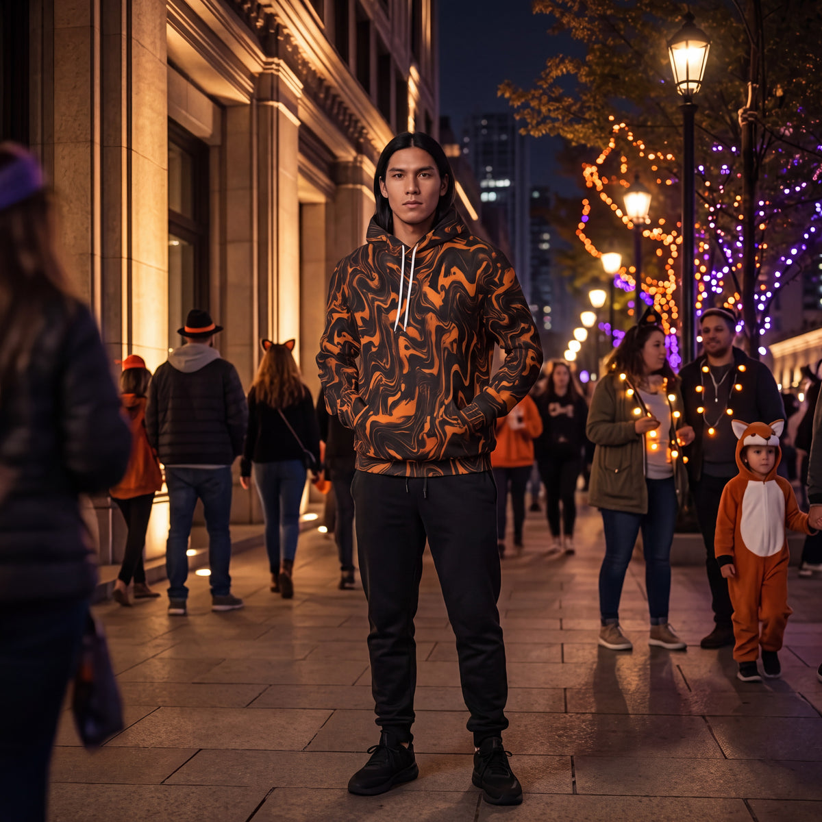 RINA J. Streetwear Original | Molten Ember Swirl Hoodie