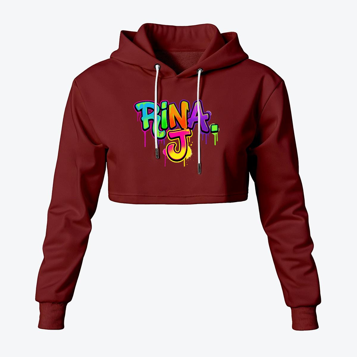 RINA J. Streetwear Signature Original "Wearable Art" Women's Cropped Hoodie | DTF Print