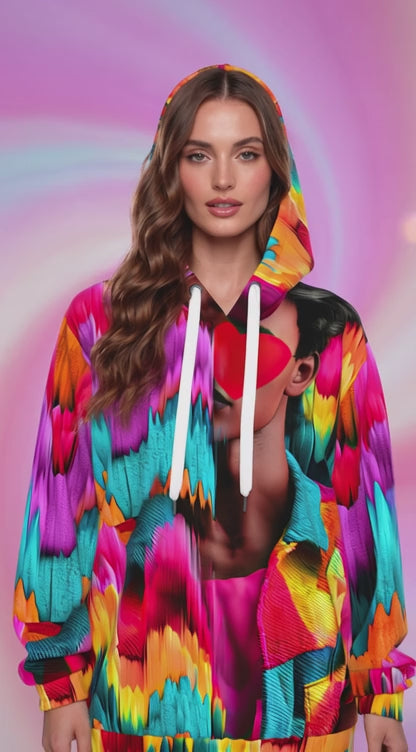 RINA J. Streetwear Original "Chromatic Surge" | Life Series All-Over Print Pullover Hoodie