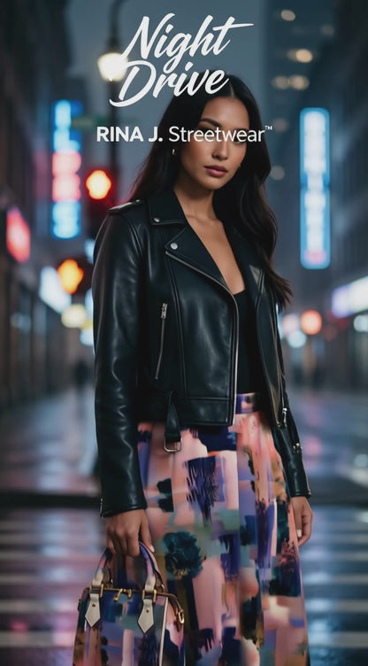RINA J. Streetwear Original "Night Drive" | AOP Crossbody Handbag