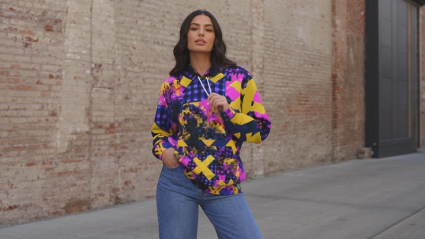 RINA J. Streetwear Original "Cyber-X" | Reconstructed Patchwork Hoodie