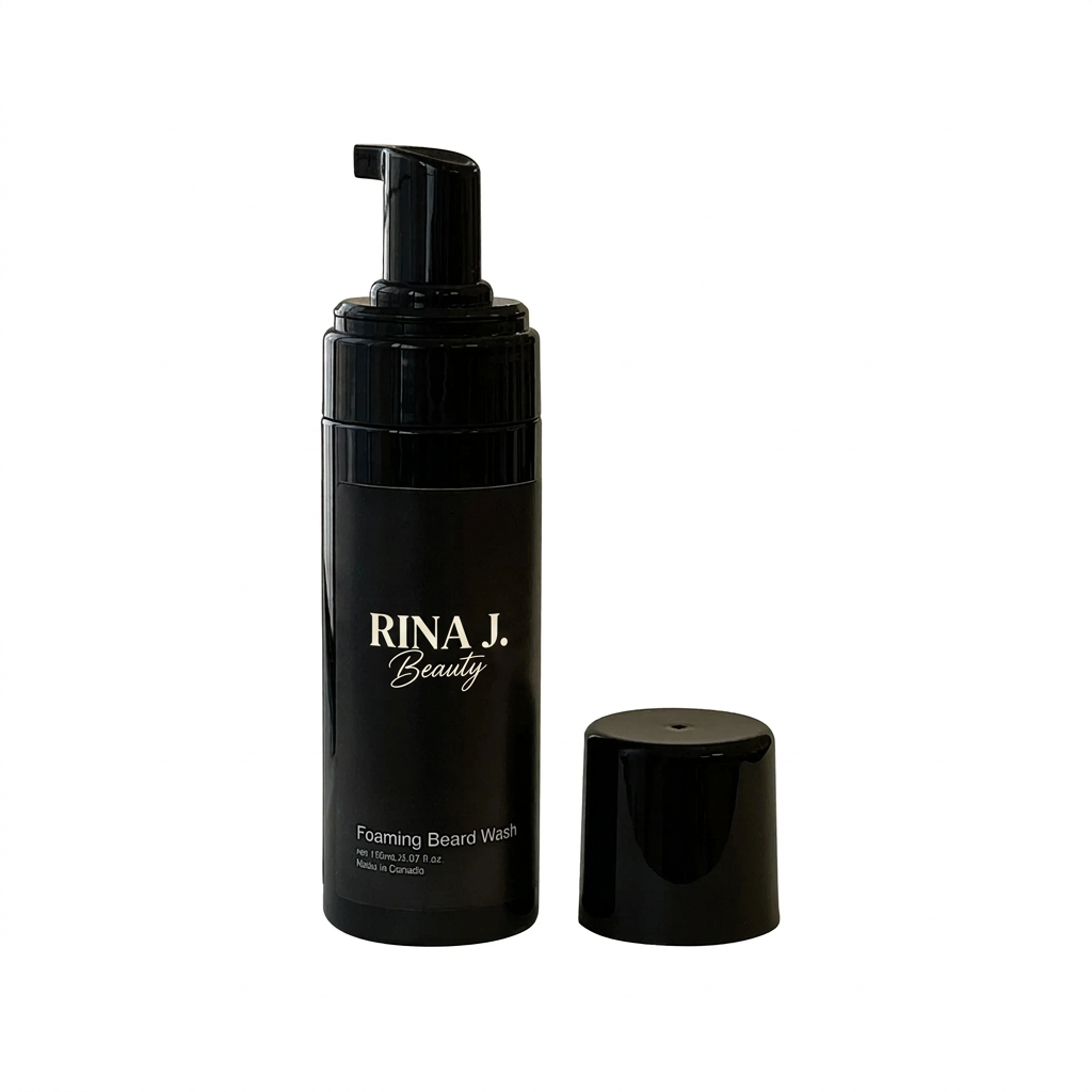 RINA J. Beauty foaming beard wash label mockup