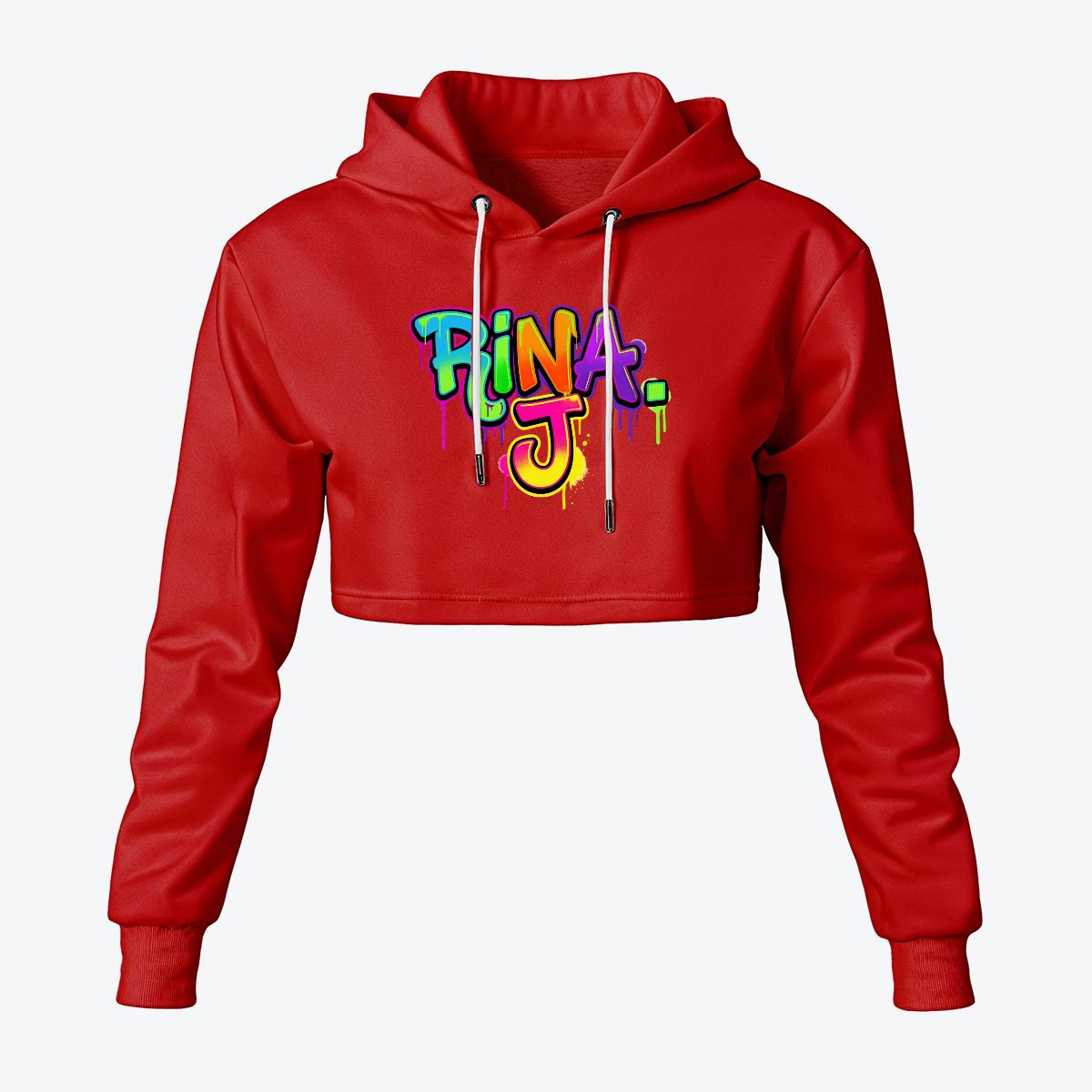 RINA J. Streetwear Signature Original "Wearable Art" Women's Cropped Hoodie | DTF Print